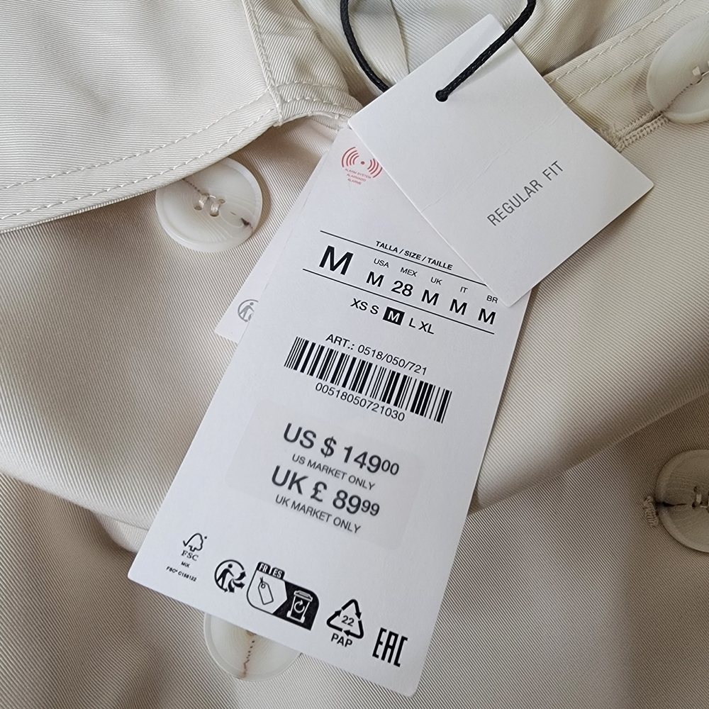 Zara Light Beige Belted Trench Coat ZW Collection - Picture 5 of 7